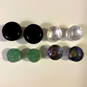 Ear Plugs Stone & Glass Lot 1/2g 12mm